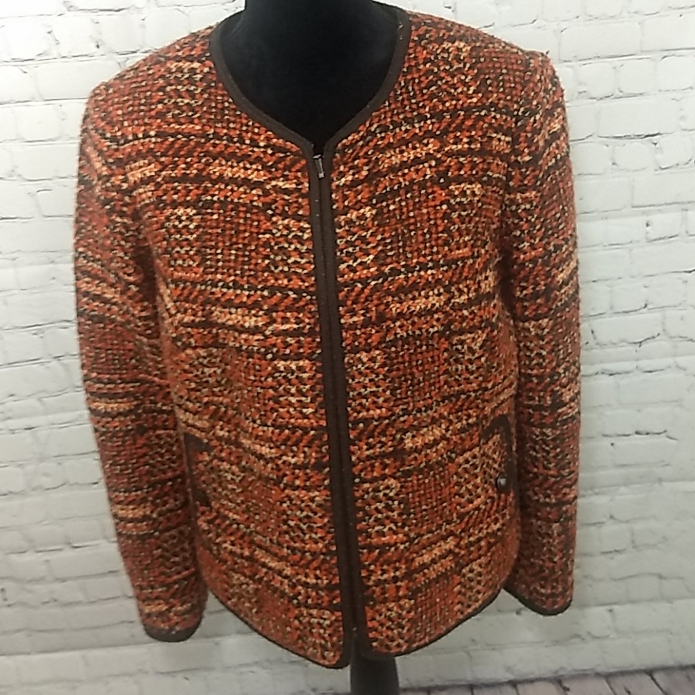 Talbots Autumn Color Wool Blend Zippered Jacket - image 1